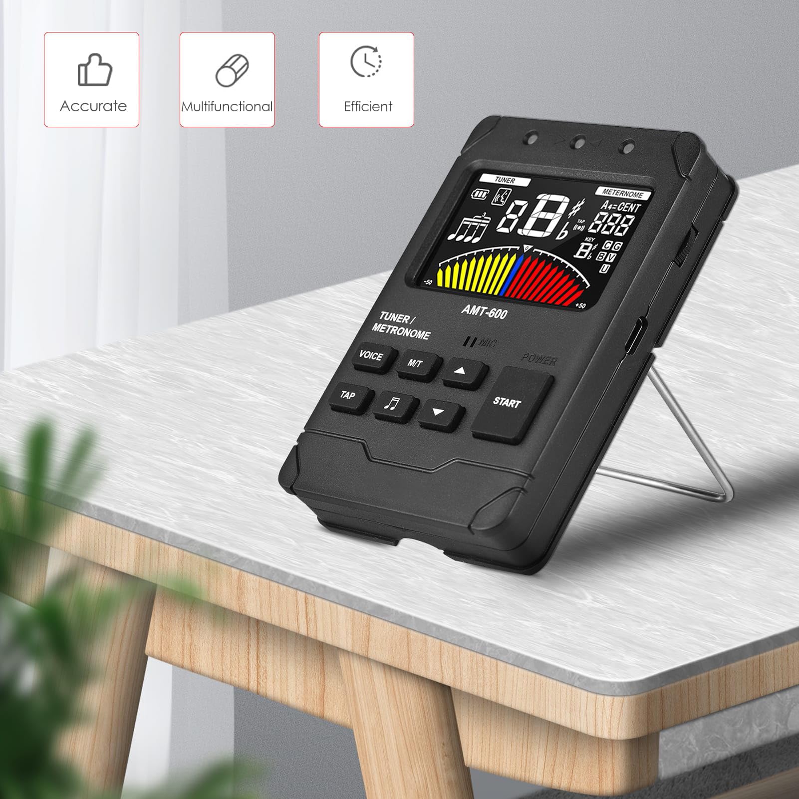 Afinador de Guitarra LCD en Color 3 en 1, Metrónomo, Generador de Tonos para Instrumentistas Cuerdas y Vientos