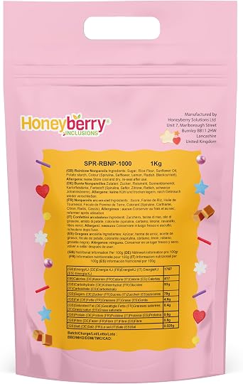 HONEYBERRY Natural Edible Decorating Sprinkles 1kg Bulk Pack – Free from Artificial Colours – Cake Decoration Ingredient for Bakeries, Catering & High-Volume Baking (Rainbow Nonpareils)