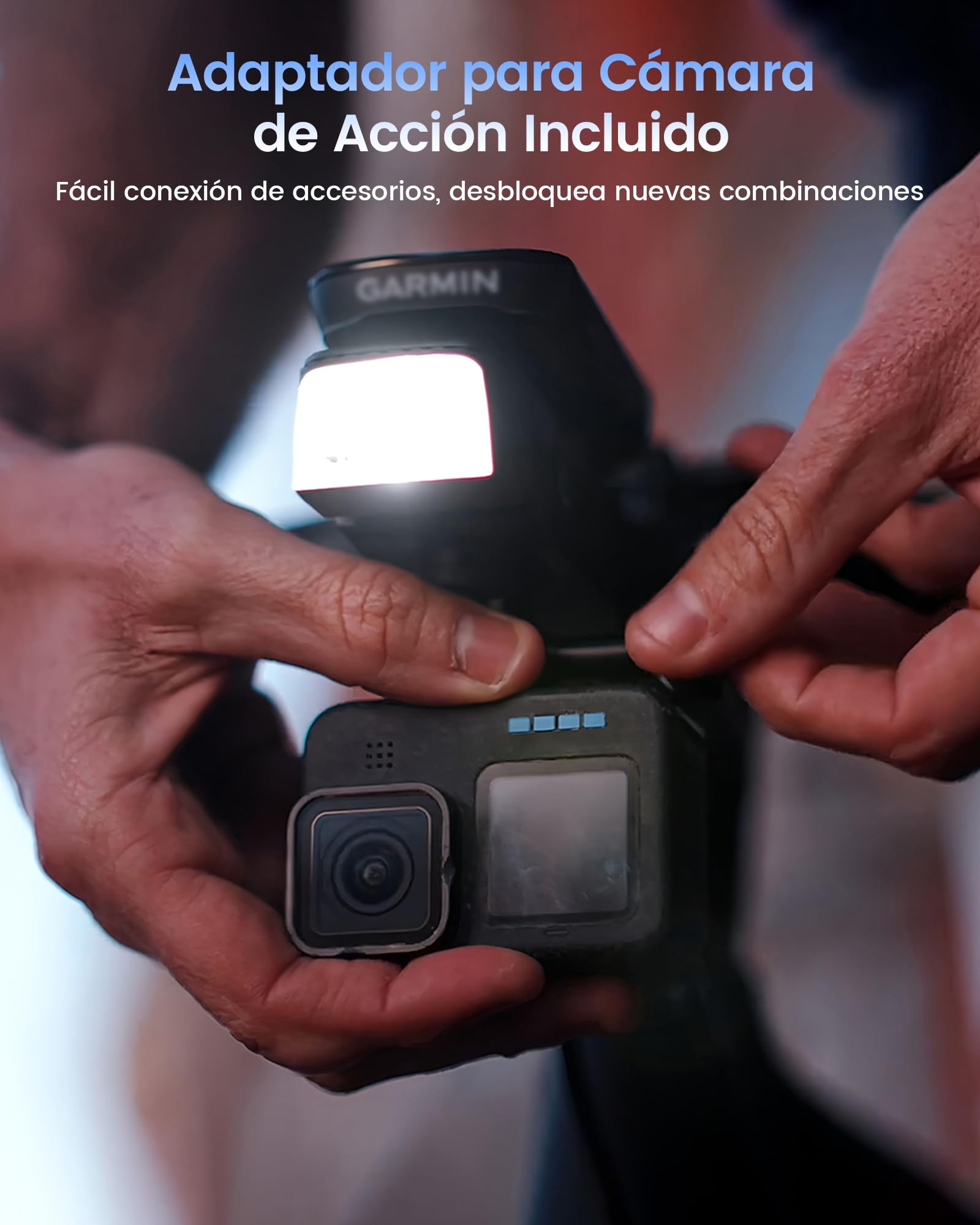 RAVEMEN FR1000 Faro Delantero Bicicleta para Iluminación Nocturna y Visibilidad Diurna Compatible con Garmin/Wahoo/Bryton Ciclocomputadores, Luz y Soporte Integrados, Encendido/Apagado Automático