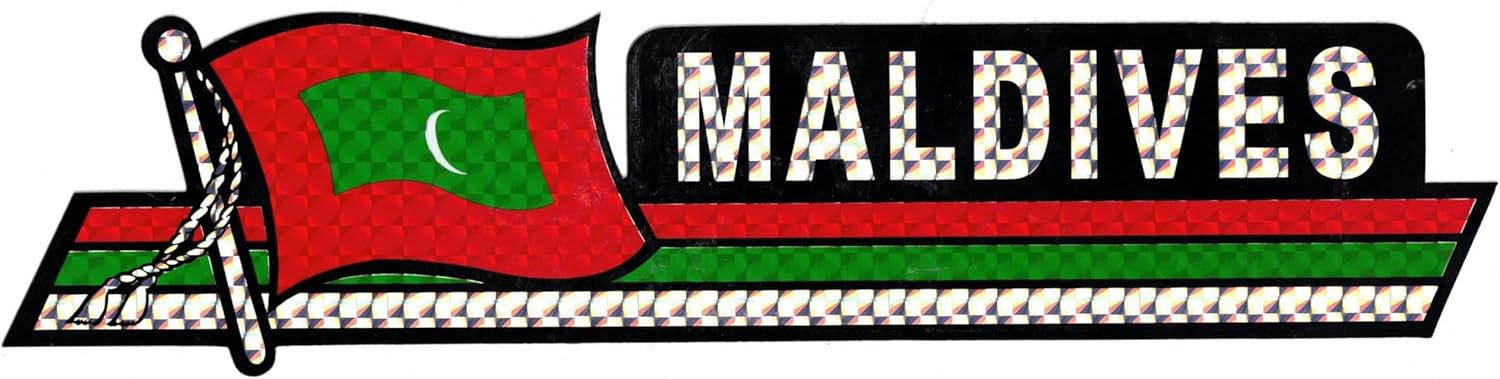 Pack of 50 Maldives Flag 3"x12" Reflective Decal Bumper Sticker DCX-147