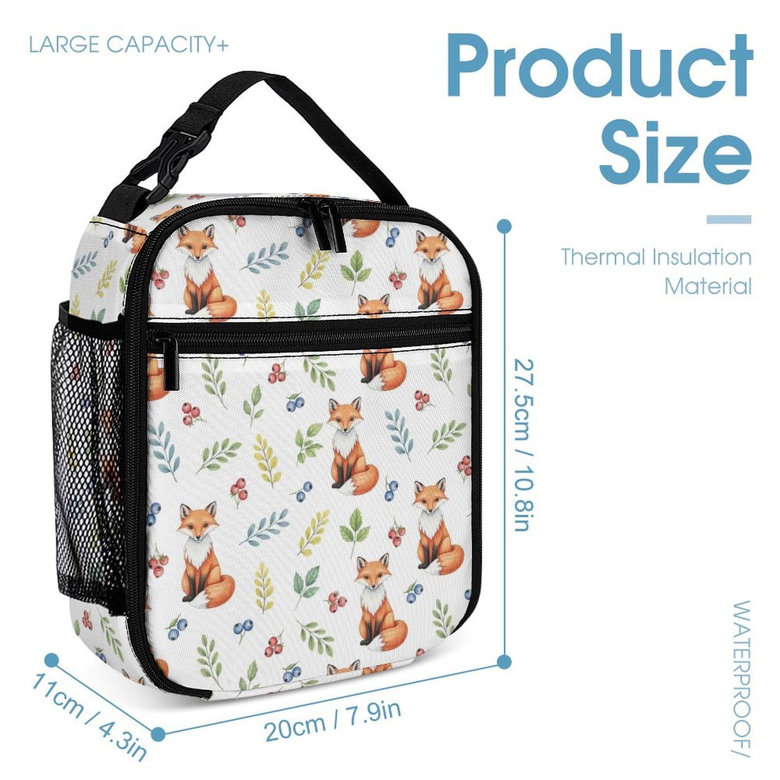 Ensemble sac à dos à motif renard, sac à lunch et trousse de maquillage inclus.