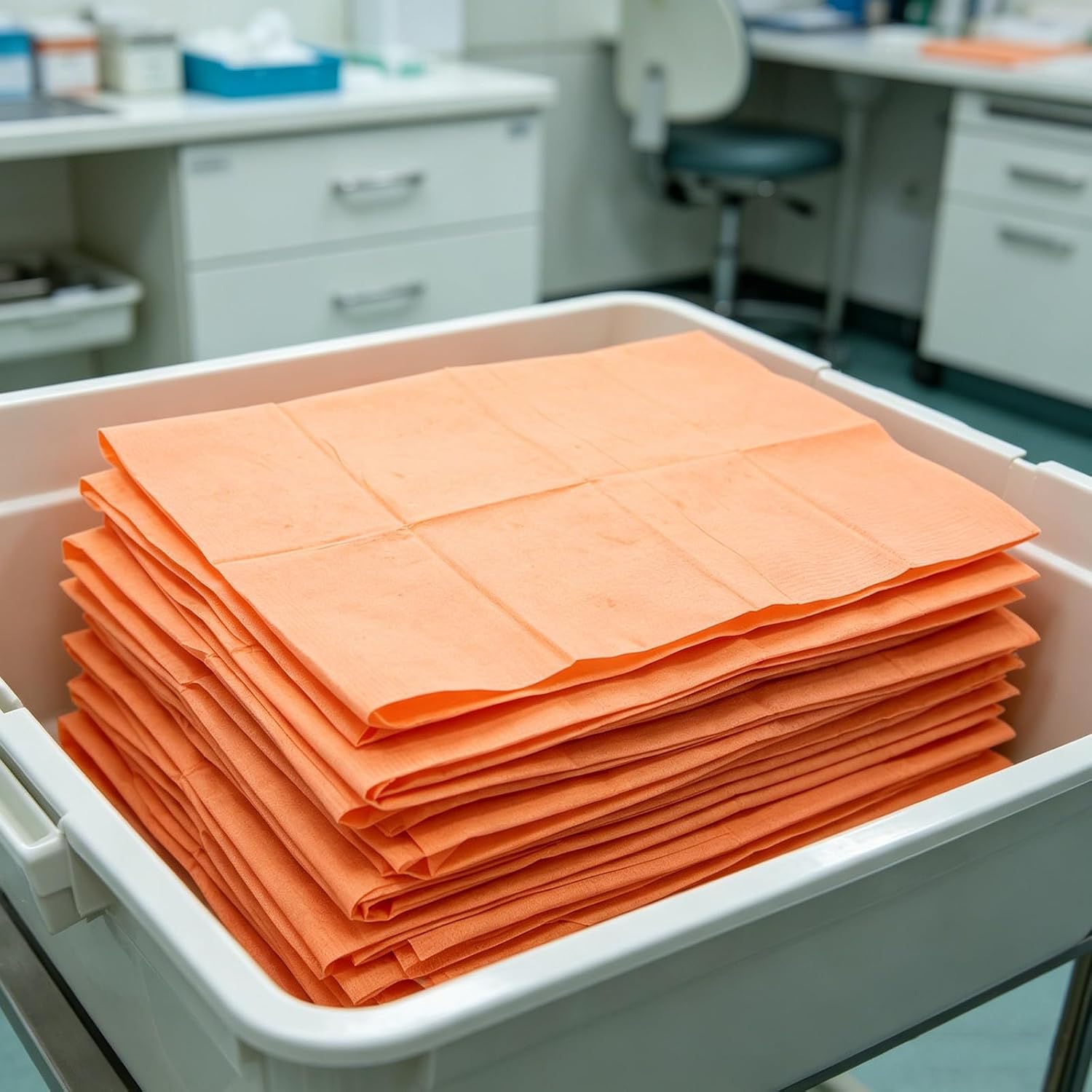 125Pcs Dental Bibs: Non Woven Disposable Bib Sheets - 18x13" Waterproof Splashproof Towels for Beauty Salon Tattoo Piercing Clinic, Orange