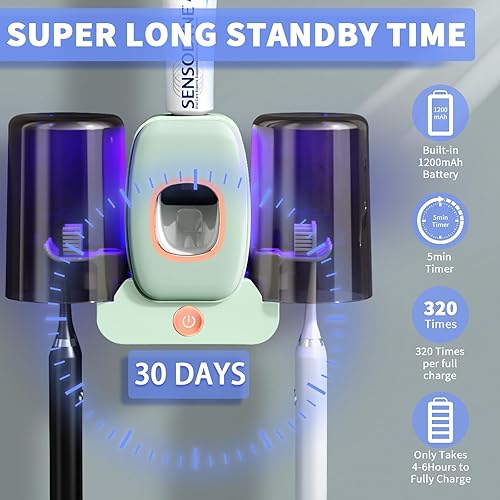 Miniatura 4 de Wekity - Soporte para cepillos de dientes para baños, dispensador automático de pasta de dientes y pasta de dientes, ahorra espacio, soporte para