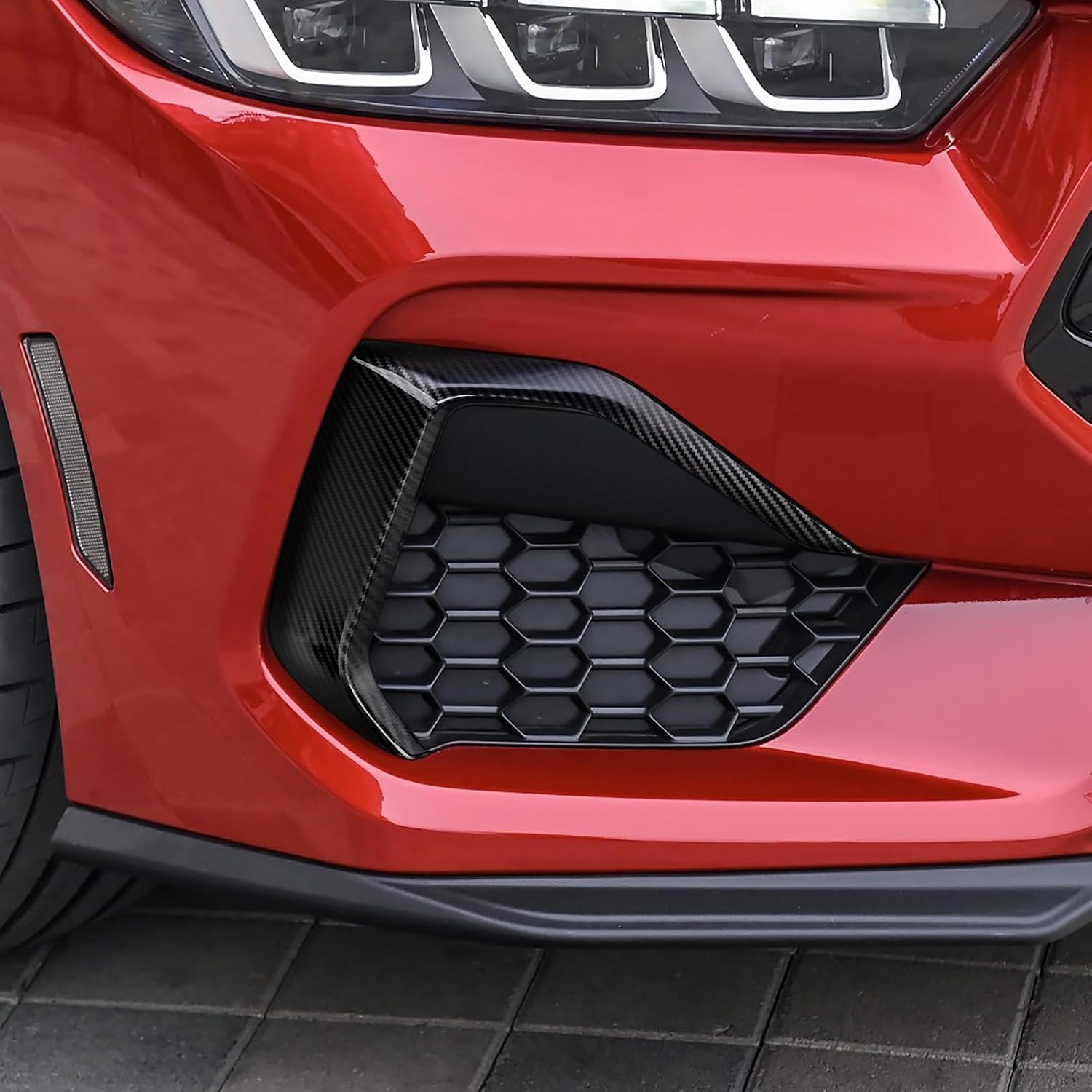 Youtaiche ABS Carbon Fiber Decals Front Bumper Grille Cover Trim Accessories for 2024 2025 2026 Ford Mustang GT/GT Premium Interior Stickers (Style B)