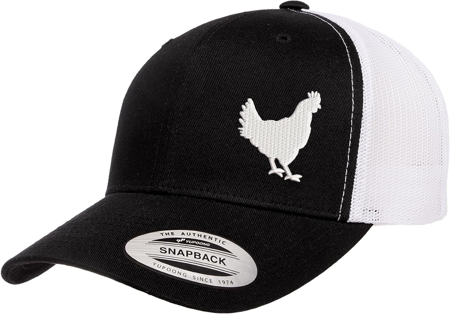 Embroidered Hen Chicken Trucker Hat, Adjustable Mesh Back Snapback Baseball Cap for Men & Women Farm Style