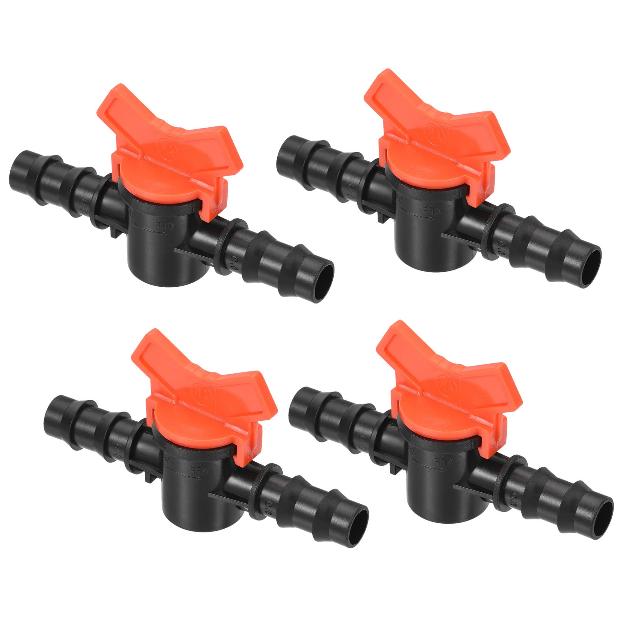M METERXITY 4 Pack Barbed Ball Valve - Barb Connector Ball Valve Shut Off Switch Apply to Drip Irrigation and Aquariums (16mm, Black Red)