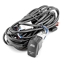 Vista 12 de Mofun - Kit de arnés de cableado de luz LED de 2 conductores con interruptor basculante azul para luces traseras, relé de encendido/apagado