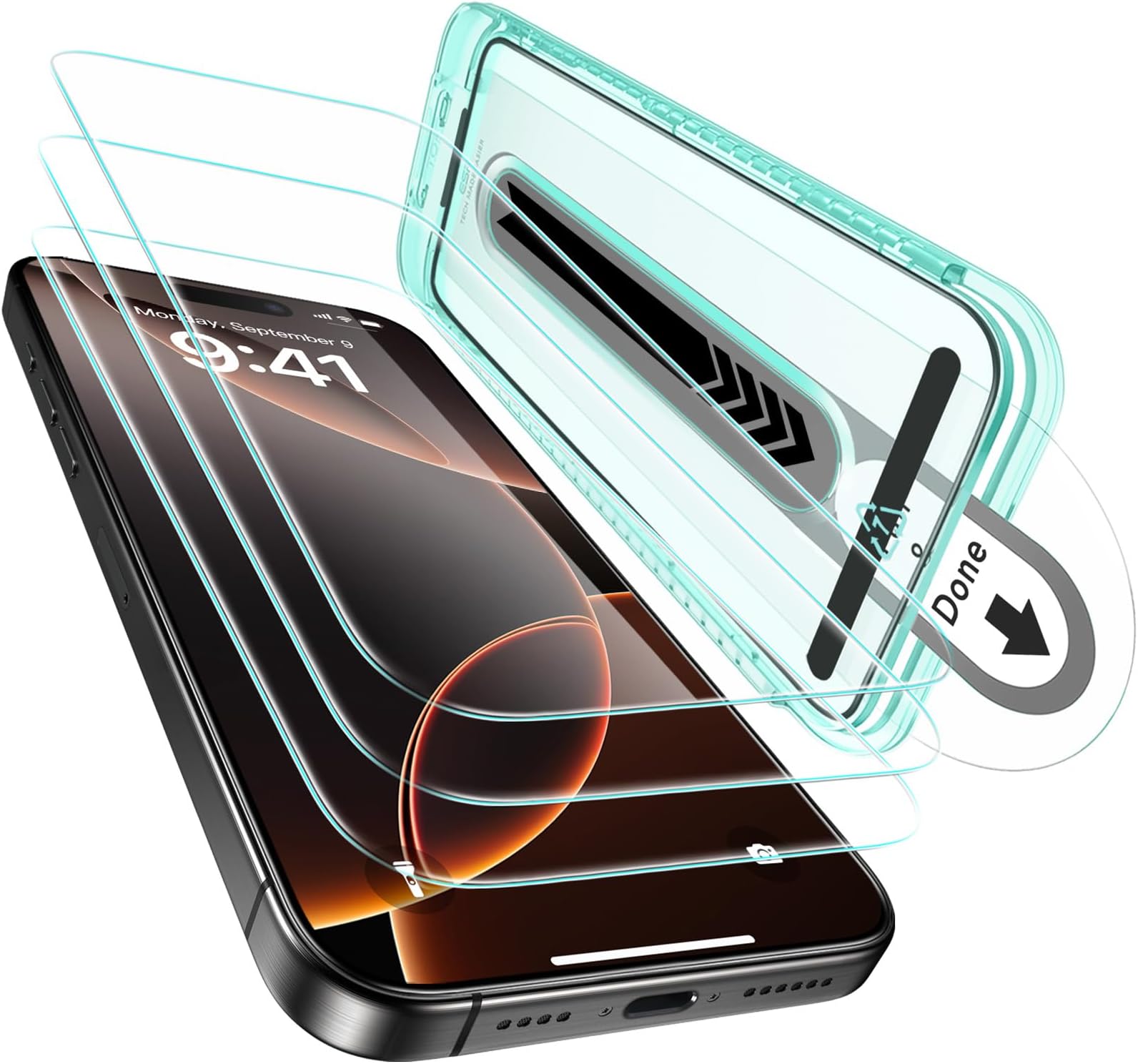 3 Pack for iPhone 16 Pro Max Screen Protector Tempered Glass, [9H Hardness] [Military Grade Shatterproof] Full Coverage Film with Flawless Fit Tray, HD Clear, Scratch Resistant