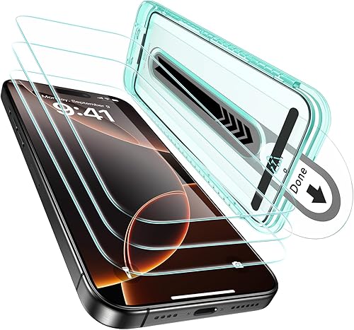 Miniatura 25 de ESR Paquete de 3 protectores de pantalla de privacidad para iPhone 15 Pro Max, protector de pantalla de privacidad de vidrio templado antiespía con