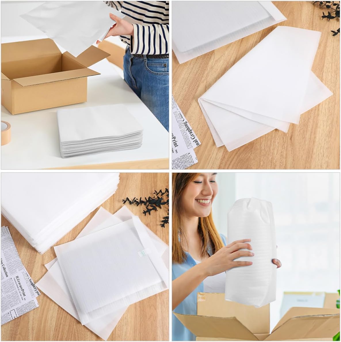 100pcs Waterproof Epe Foam Wrap Bags 25x30cm Foam Packaging Cushion Wrap for Fragile Items Packaging Material for Storage and Transportation