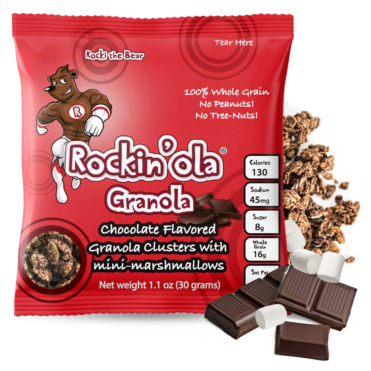 Rockin'Ola Granola Clusters, Quick Breakfast Snack, Allergen Free, No Artificial Flavors, Colors, or Preservatives (Chocolate w/Marshmallows)