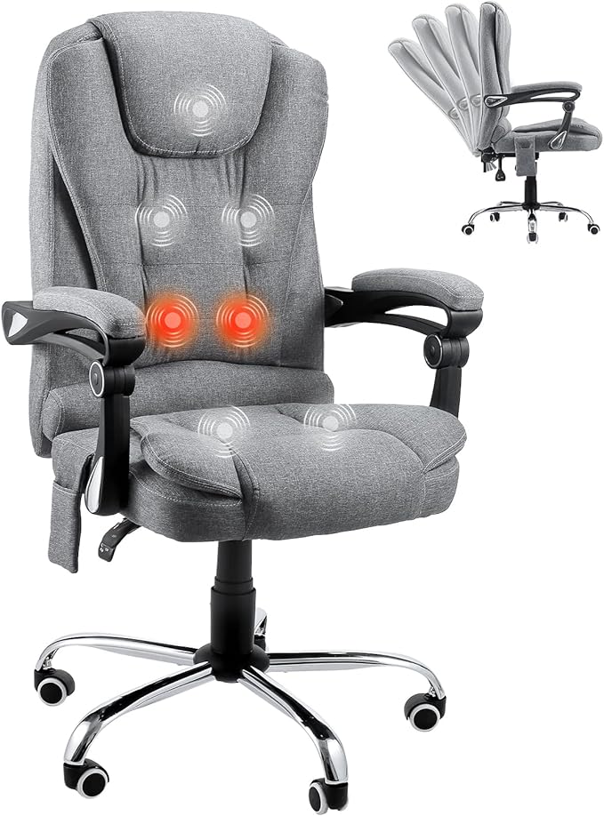 YODOLLA Ergonomic Reclining Office Chair, Heat & Massage High Back Desk Chair w