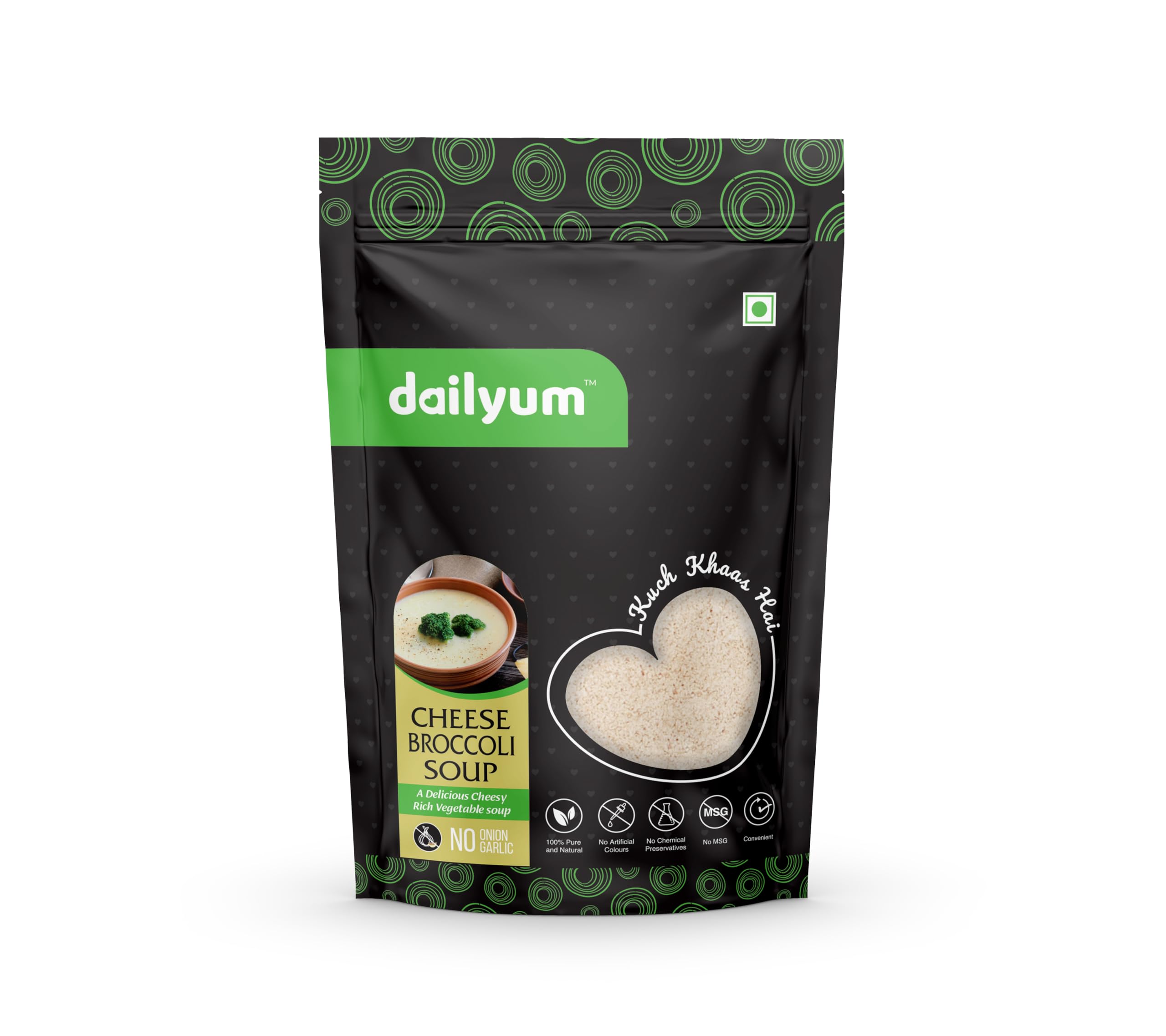 Dailyum Instant Soup Combo of 5| No Onion No Garlic | Hot & Sour Soup 50g | Tomato Soup 50g | Manchow Soup 50g | Cheese Broccoli 50g | Crispy Fried Noodles 200 Gram| Jain 3