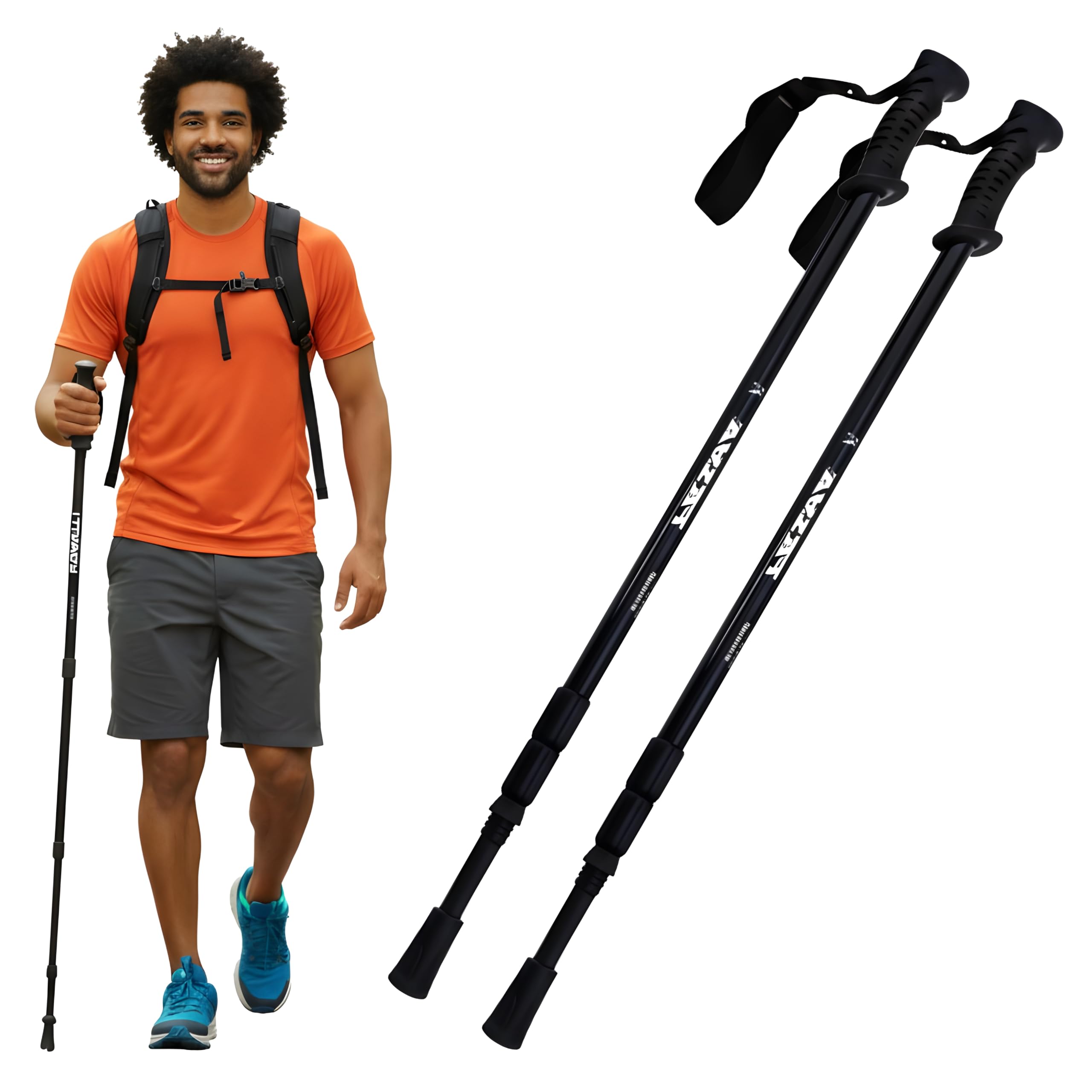 Hiking Walking Telescopic Trekking Pole 2 Pack, Adjustable Collapsible Aluminium Sticks, Anti-Shock Design for Men & Women, Ideal for Camping, Hiking & Backpacking