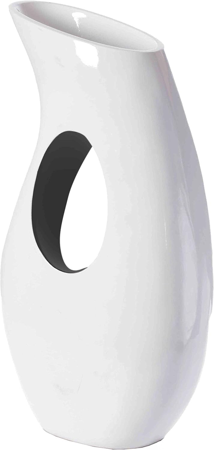 Modern Floor vase, White Unique Trumpet Floor Vase, Home Interior Decoration, Modern Floor Vase, Tall Floor Vases for Entryway and Living Room and Office 33.75" Tall
