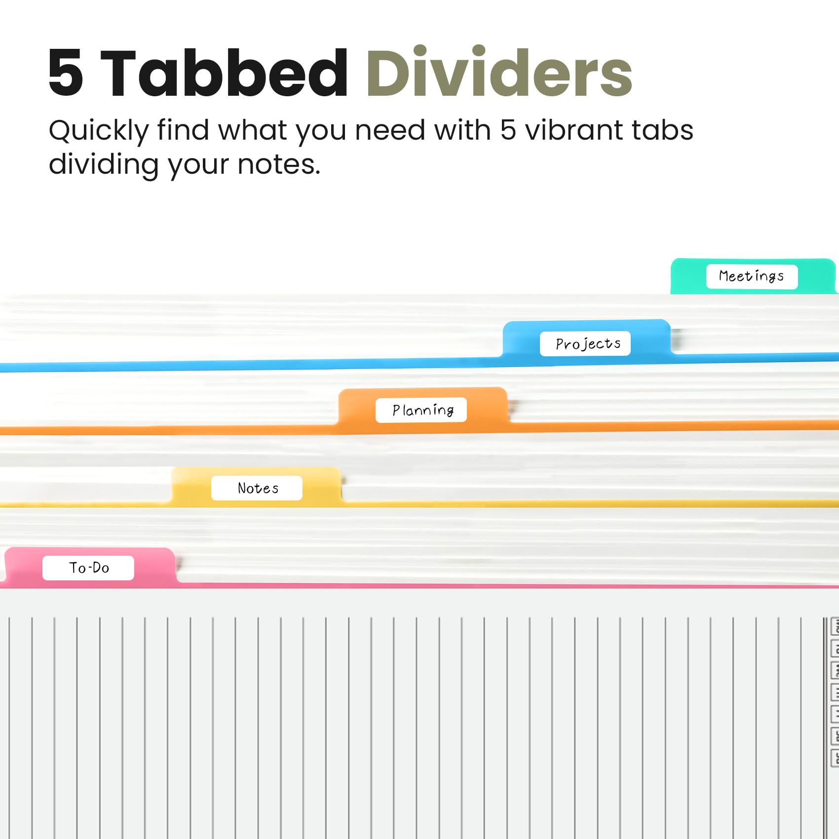 Grand carnet à spirale avec intercalaires et onglets, 21,6 x 27,9 cm, couverture rigide, 5 sujets pour le travail, 280 pages, ligné pour l'université, joli journal pour femme, parfait pour l'étude et