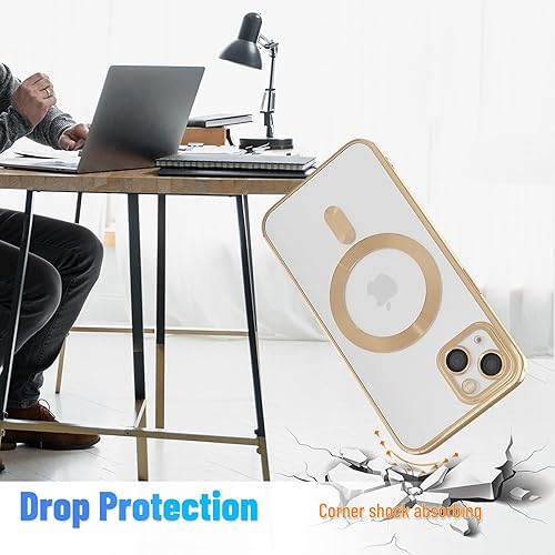 Miniatura 5 de Funda magnética para iPhone 13, borde galvanizado, parte trasera transparente, funda protectora delgada con protección de cámara, compatible con