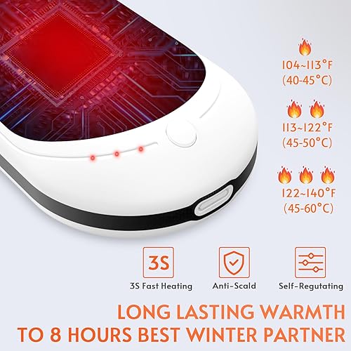 Miniatura 2 de Hand Warmers Rechargeable, 5200 mAh Electric Portable Reusable USB Pocket Power Bank 1 Pack Double-Sided Heaters for Raynauds, Golf, Dysmenorrhea,