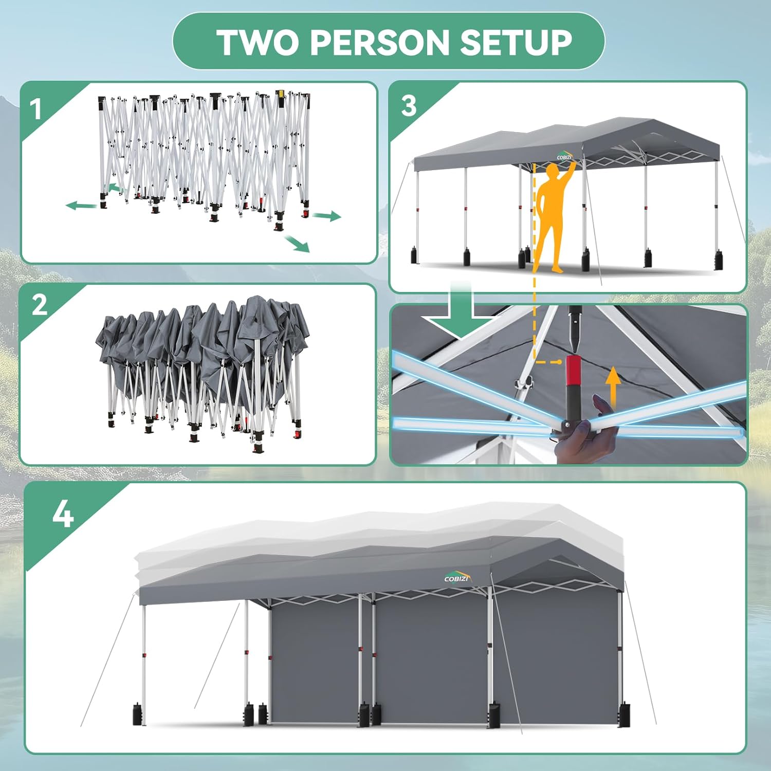 COBIZI 10x30 Pop Up Canopy Frame Expansion
