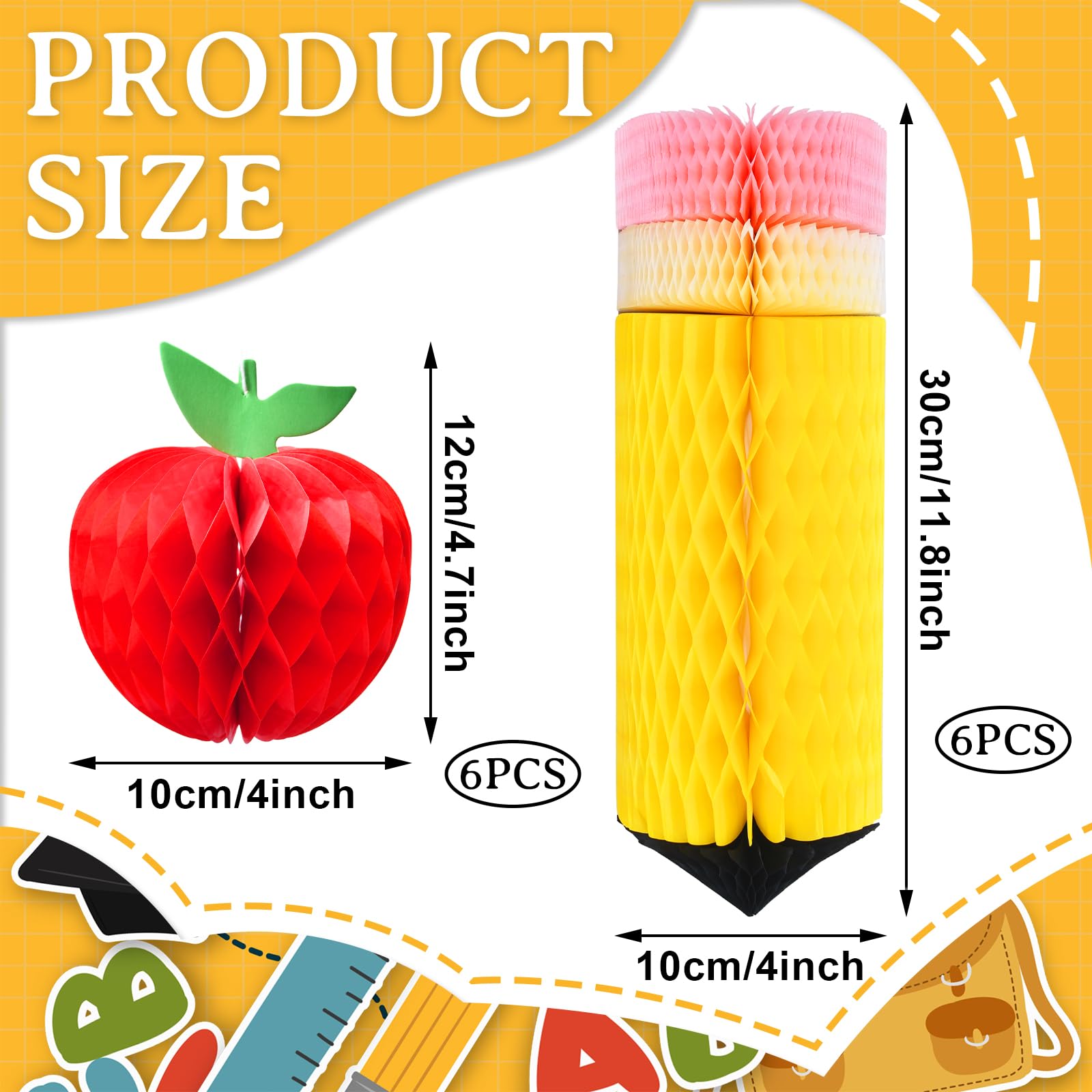 Snapklik.com : 12-Pack Back To School Honeycomb Hanging Decorations 3D ...