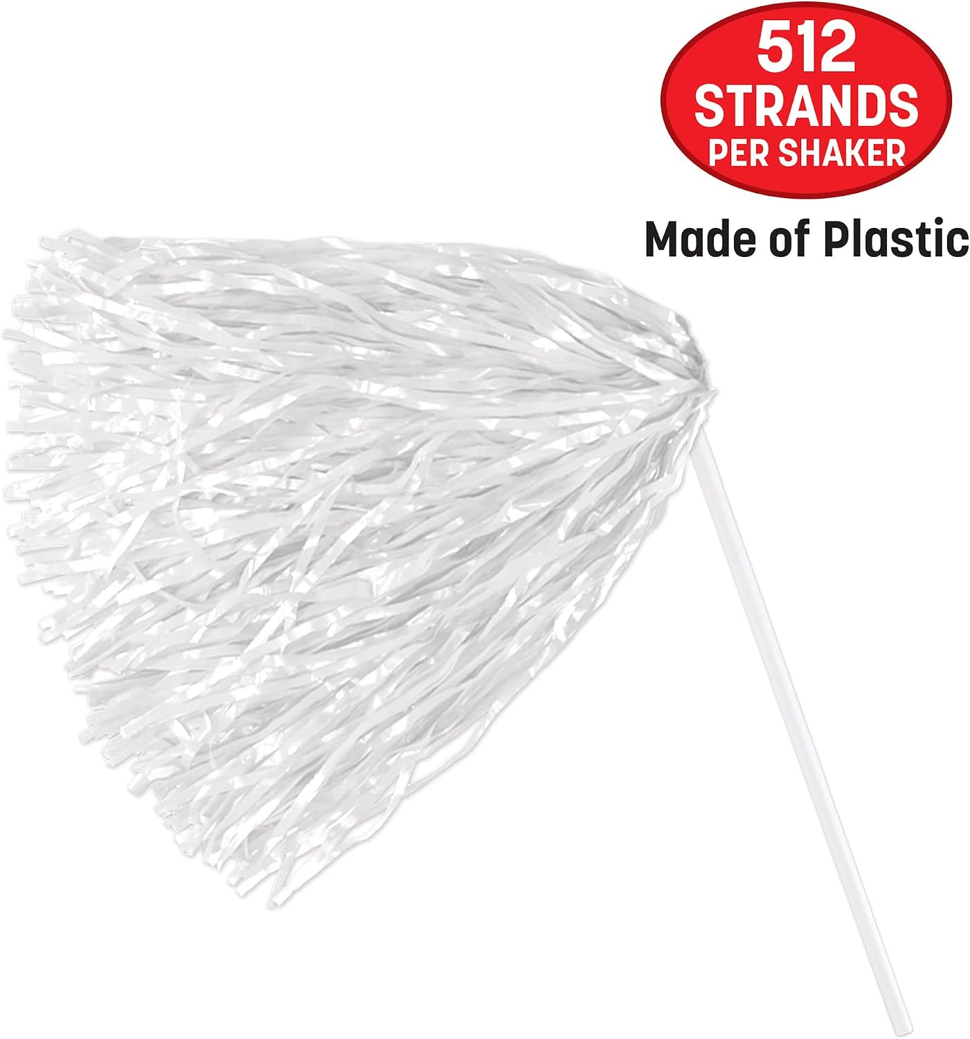 Beistle White Poly Shakers, 2-Count, Cheerleading Pom-Poms for Sports Events, Football Game Days, Pep Rallies, School Spirit, Team Pride, Whiteout Celebrations, 12” x 11”
