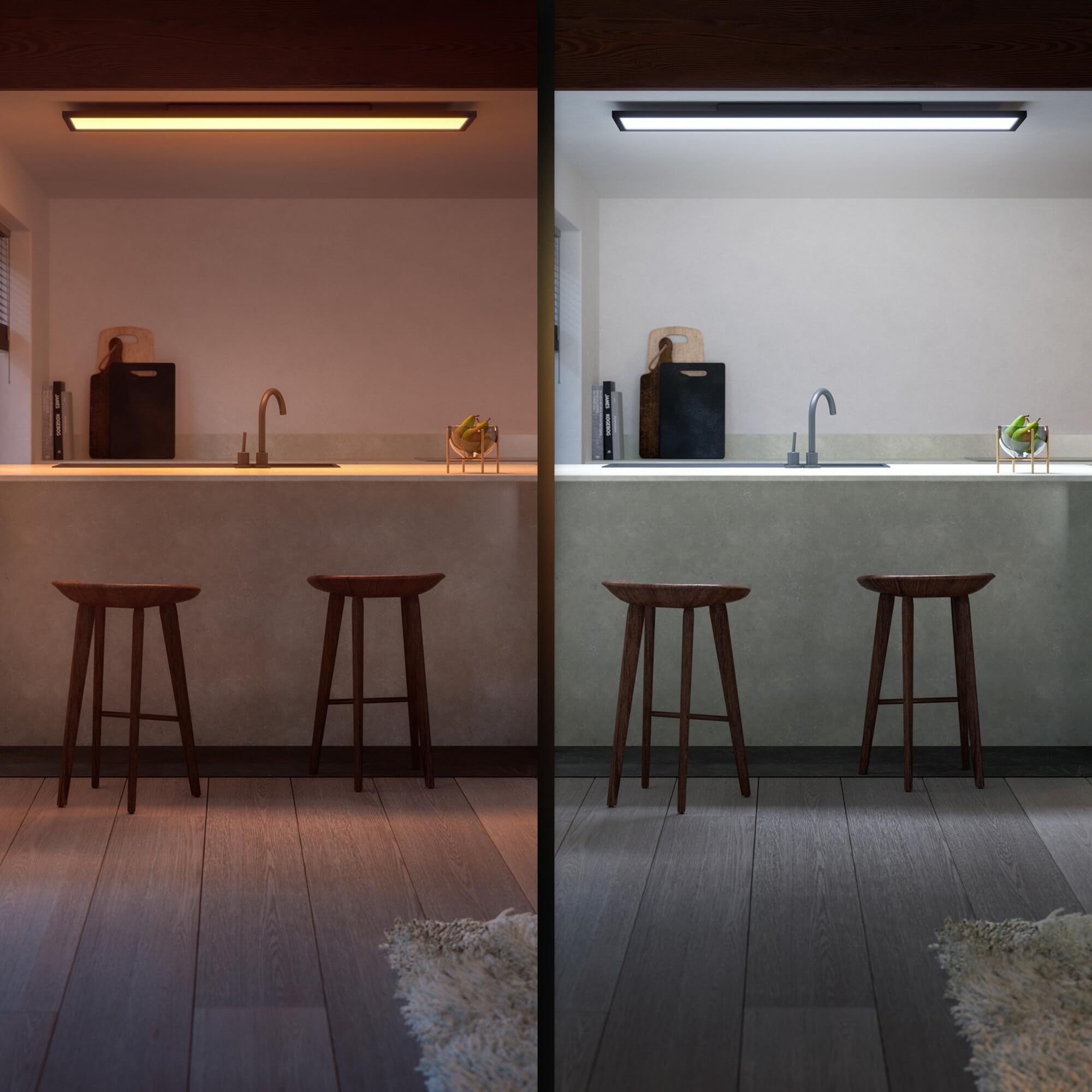 Philips Hue White Ambiance, Pannello Smart Aurelle, Rettagolare, luce bianca da calda a fredda, 120x30cm, nero, Compatibile Bluetooth, Controllo Vocale con Alexa, Google Assistant e Apple Homekit