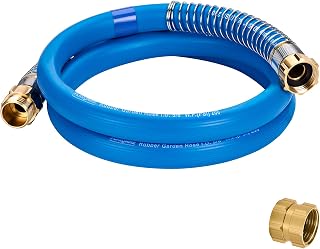 5/8 IN. × 5FT. Heavy Duty Rubber Garden Hose, High Flow 5/8" I.D. Brass Fitting No Memory Durable Heavy Duty Water Hose Leader Hose for Watering, Irrigation, Water Transfer Pump