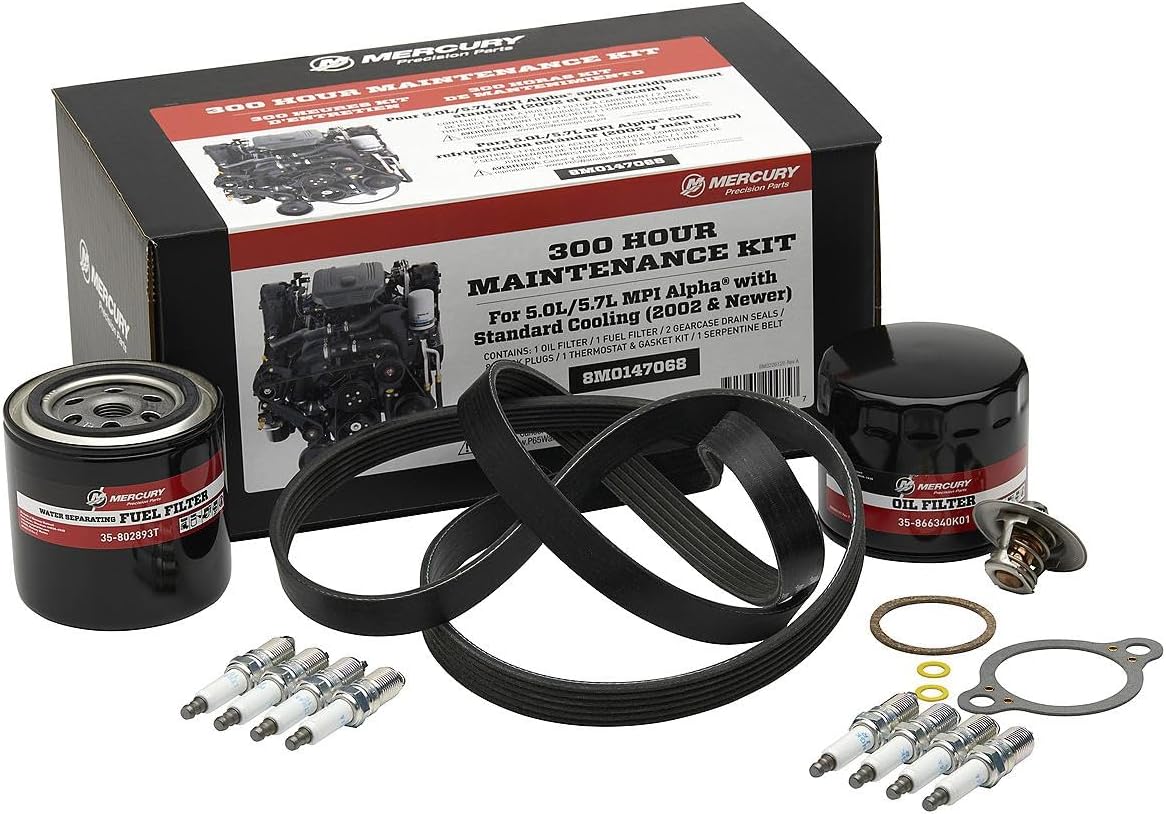Mercury 8M0147068 MerCruiser 5.0L and 5.7L MPI Engine with Alpha Sterndrive 300 Hour Maintenance Kit