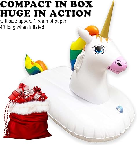 Miniatura 3 de Jet Creations Tubo inflable de trineo de nieve de invierno de unicornio arcoíris, 49 pulgadas, 1 jinete para niños y adultos, juguetes de