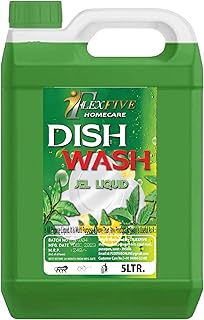 Flexfive Homecare Dish Wash Gel Liquid Green Lemon, Multi Purpose Cleaning Solution, 5 Litre