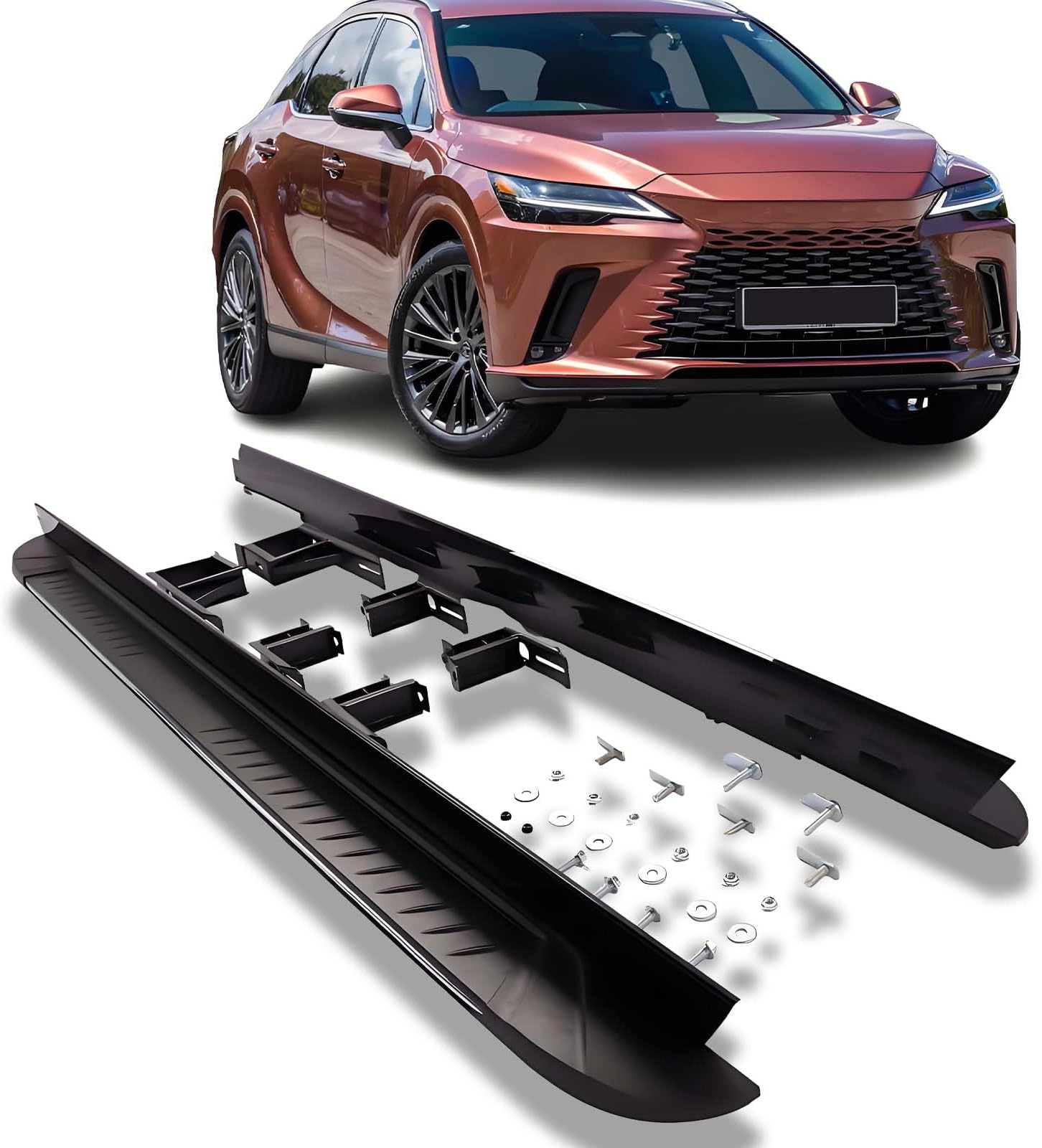 Lightenout Black Running Boards For Lexus RX350 2016-2022 – Heavy Duty Side Steps With Mounting Hardware – Pair