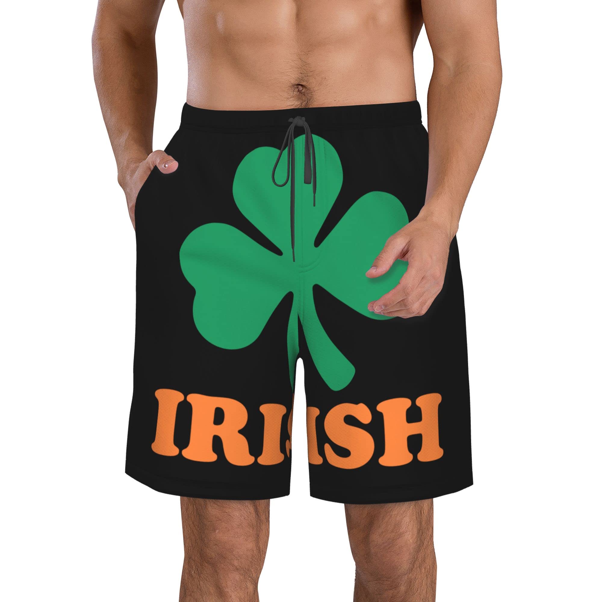 Aooedm Men's Irish Clover Swimming Shorts Quick Dry Beach Trunks Swimwear With Mesh Lining