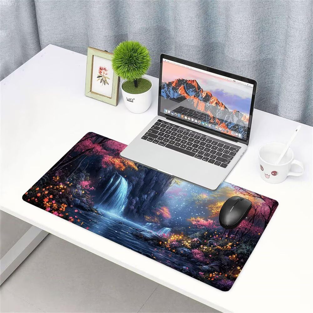 Tappetino Mouse Gaming xxl Accessori Scrivania Ufficio Colore Autunno Grande Tappetino Mouse e Tastiera Sottomano da Scrivania 1200x600x3mm Base Antiscivolo, per PC Gamer Laptop Studio Casa d-184