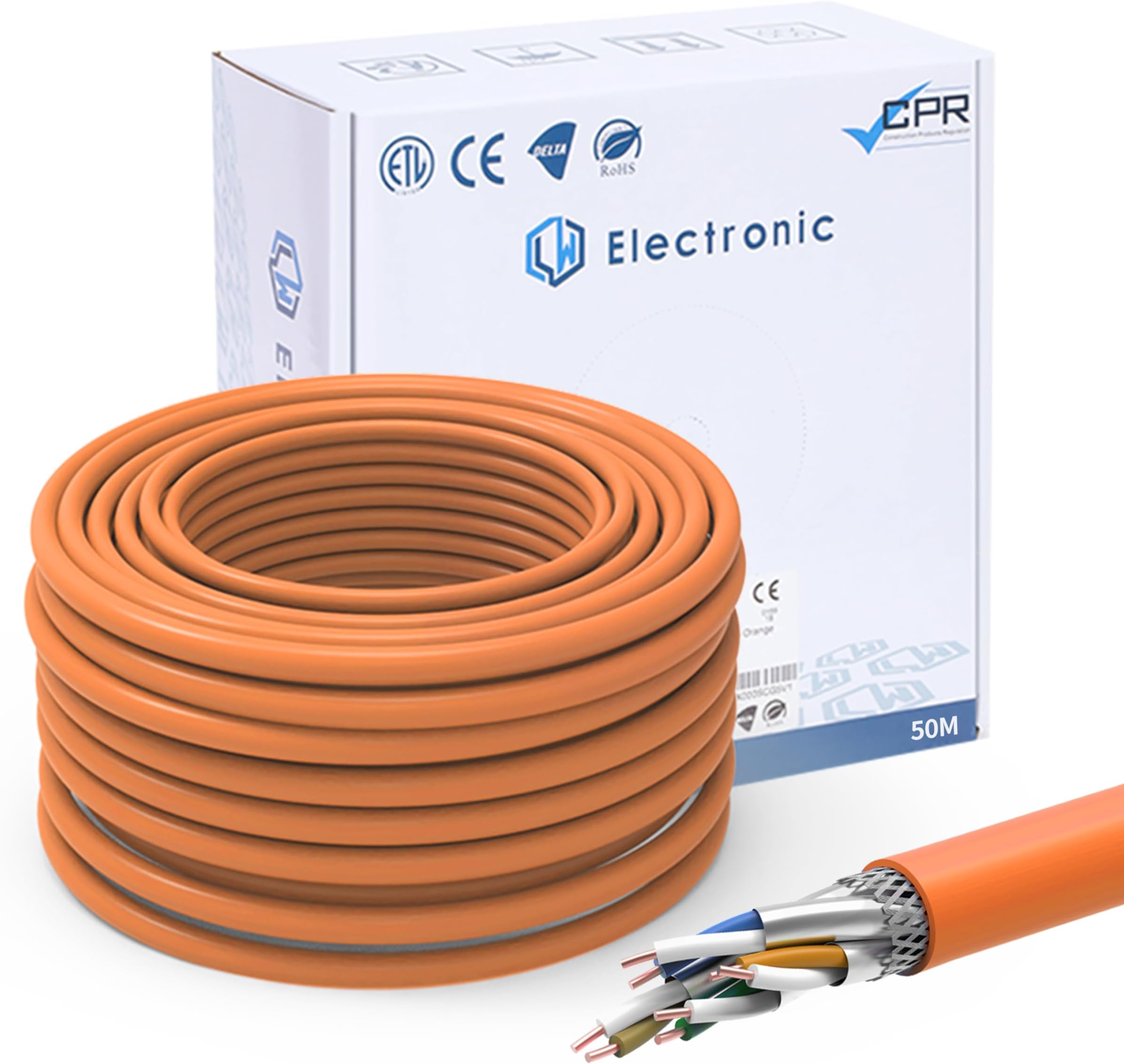 Cavo Di Rete CAT 8 Schermato 10m - 40Gbit/s, Senza Alogeni, Per Rete LAN, PoE, S/FTP