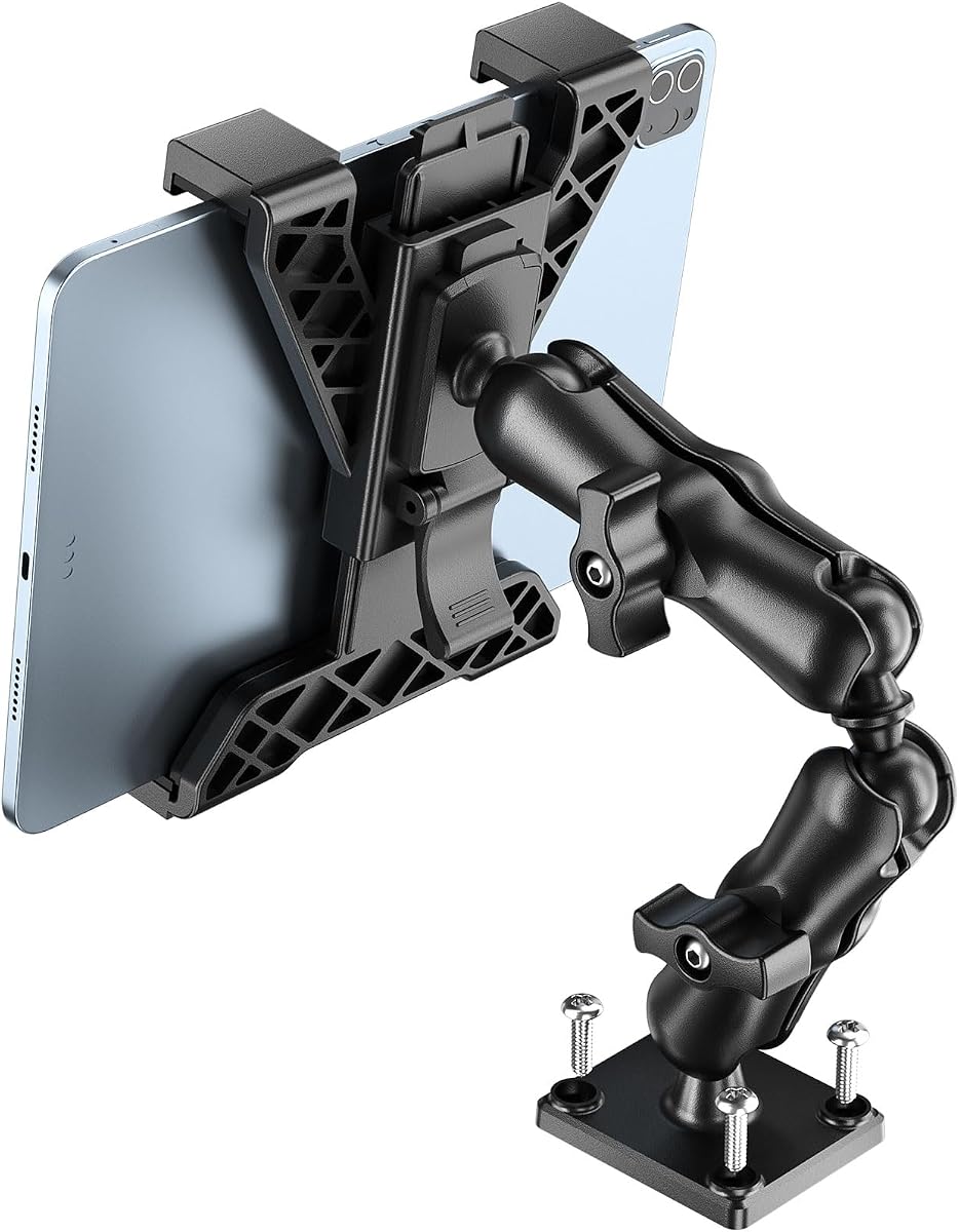 OHLPRO Tablet Holder for Truck, Heavy Duty iPad Mount for Drill Base 360°Adjustable 2-Stage Arm Car Stand for All 7" - 11.5" iPad Pro,Mini,Samsung Tab,Nexus, Great for Desks,Wall, Businesses
