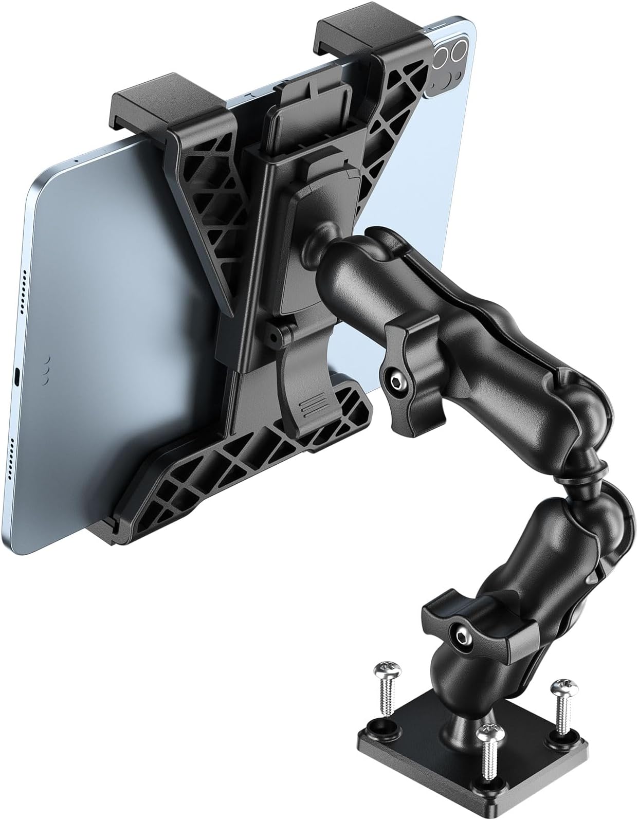 OHLPRO Tablet Holder for Truck, Heavy Duty iPad Mount for Drill Base 360°Adjustable 2-Stage Arm Car Stand for All 7" - 11.5" iPad Pro,Mini,Samsung Tab,Nexus, Great for Desks,Wall, Businesses