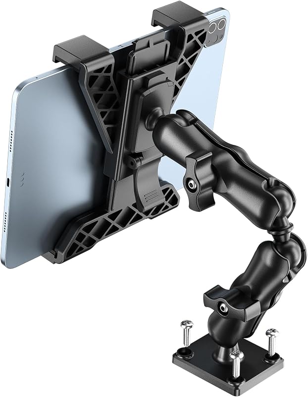 OHLPRO Tablet Holder for Truck, Heavy Duty iPad Mount for Drill Base 360°Adjustable 2-Stage Arm Car Stand for All 7" - 11.5" iPad Pro,Mini,Samsung Tab,Nexus, Great for Desks,Wall, Businesses