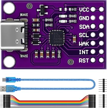 CP2112 MCU-2112 Debug Board, USB to SMBus I2C Communication Module with Type-C Cable + 10CM Male to Female Dupont Cable 10p, 2.0 Type-C 2112 Evaluation Kit Sensor Adapter for Arduino, Raspberry Pi