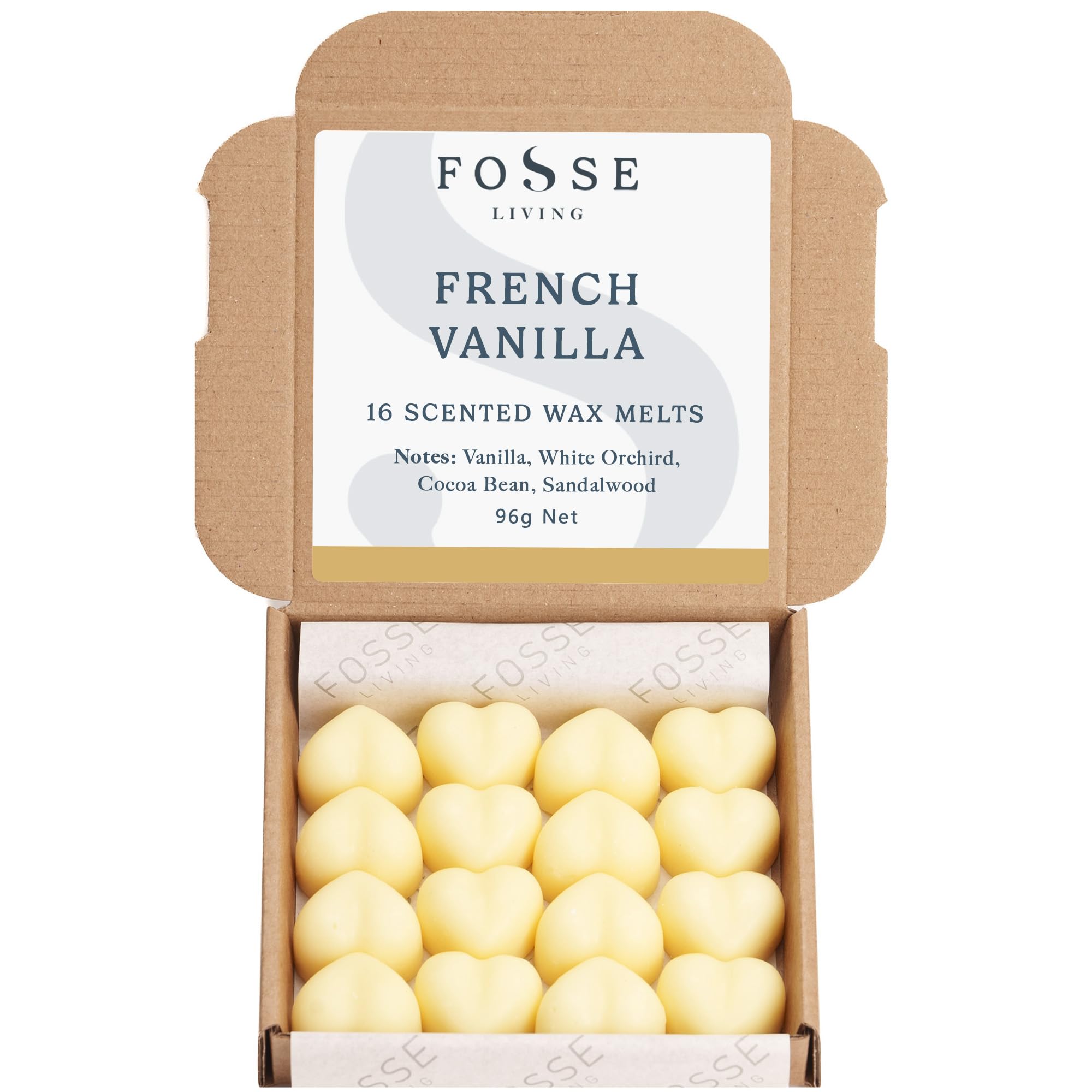 Fosse Living French Vanilla Soy Wax Melts 16 Pack | Soft, Sweet & Comforting | Natural, Vegan & Plastic Free | Up To 96 Hrs Scent | Pet Safe | Handmade In Uk –