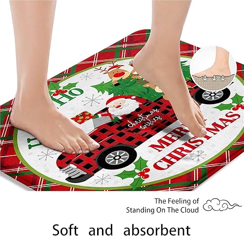 Miniatura 7 de ArtSocket Juegos de baño de árbol de reno para automóvil con cortina de ducha y alfombras y accesorios, juegos de cortinas de ducha de Papá Noel de