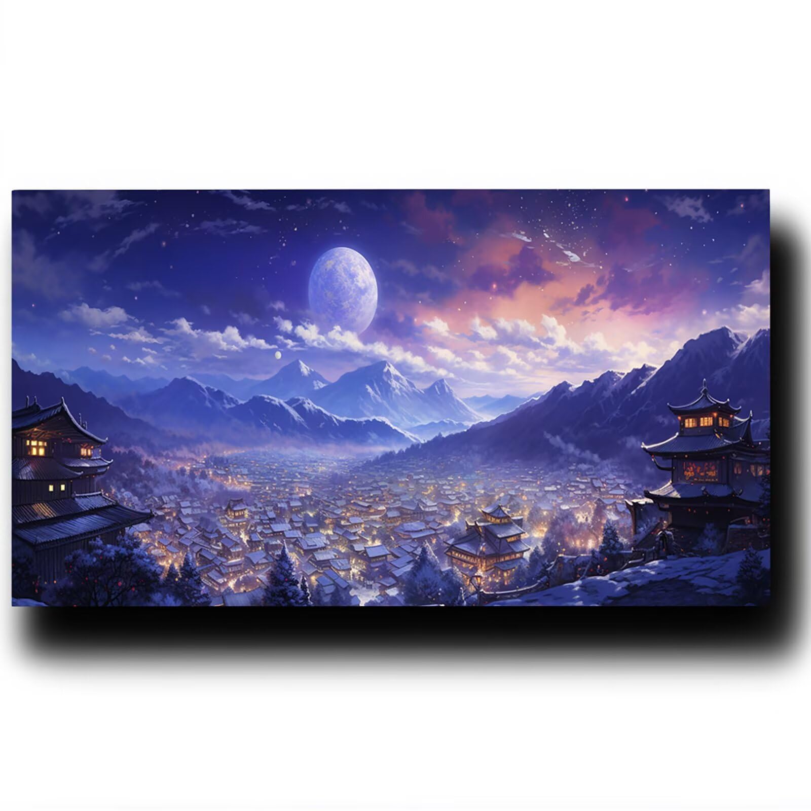 DIY Malen nach Zahlen Erwachsene Stadt Malen nach Zahlen ab 7 jahre Mädchen Berg Kreativ set für Erwachsene mit Leinwand Acrylfarben set und Pinsel, Bastelset zum Bemalen für Wanddeko 100X200cm 9w-T-E
