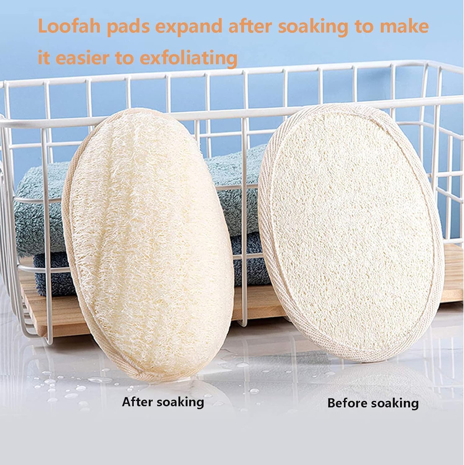 Esponja exfoliante corporal de lufa, 2 piezas de esponja natural de lufa, esponjas naturales de lufa, almohadillas exfoliantes corporales de ducha, cepillo de espalda de lufa, para mujeres y hombres,