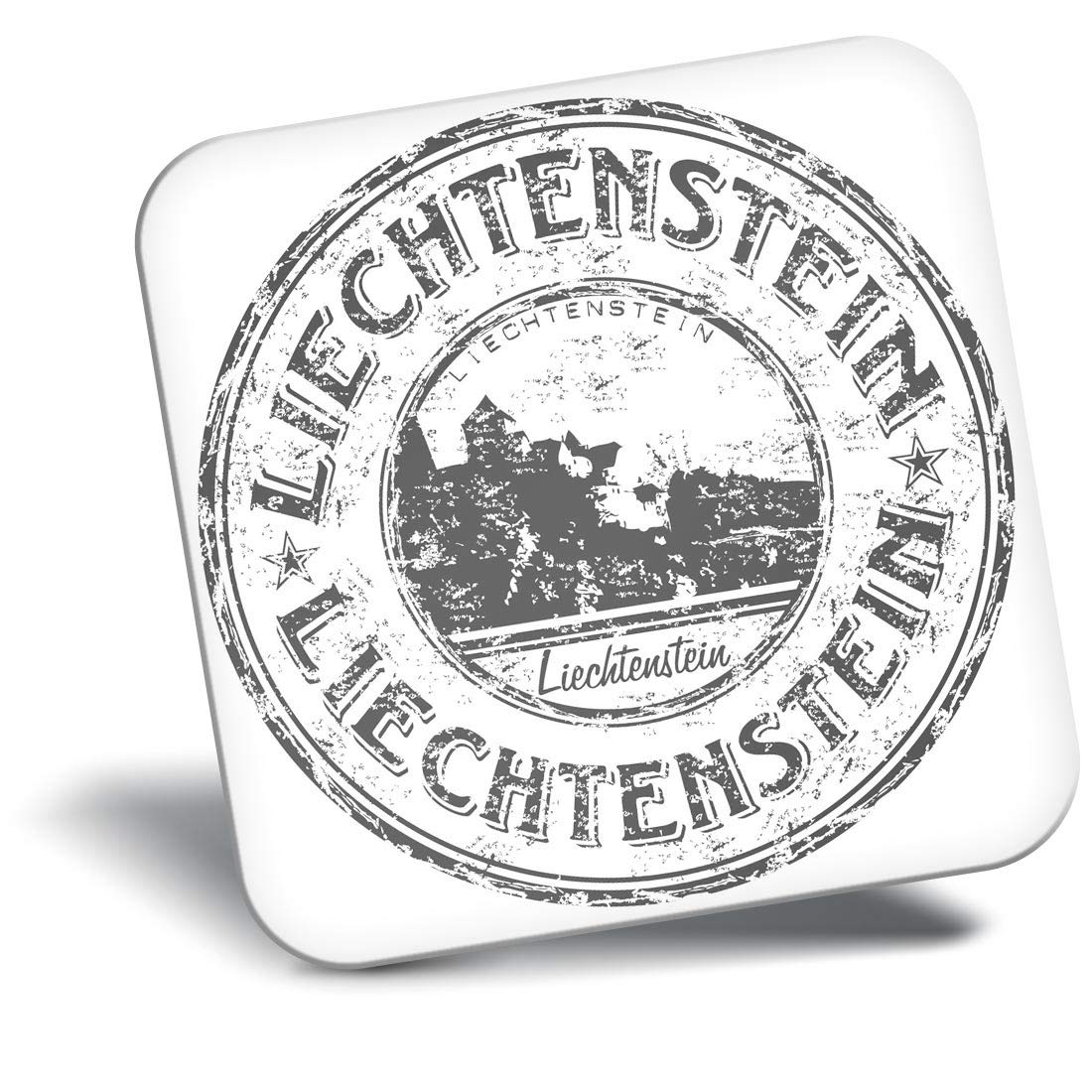 Destination Vinyl Ltd Fridge Magnet Bw - Liechtenstein Europe Travel Stamp #40614