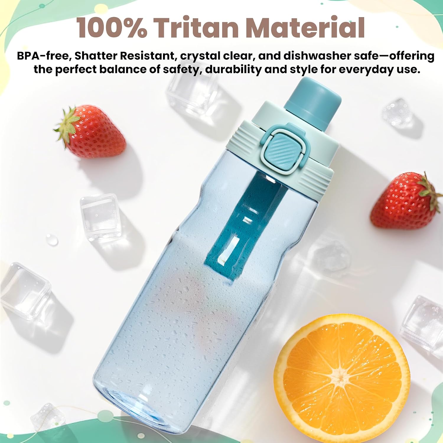 PIQUEBAR Kids insulated Water Bottle 17oz & Sport Water Bottle 24oz Set, Stainless Steel Metal Vacuum Water Bottles, Leakproof Tritan Sport Water Bottles for School Boys Girls, Blue image 2