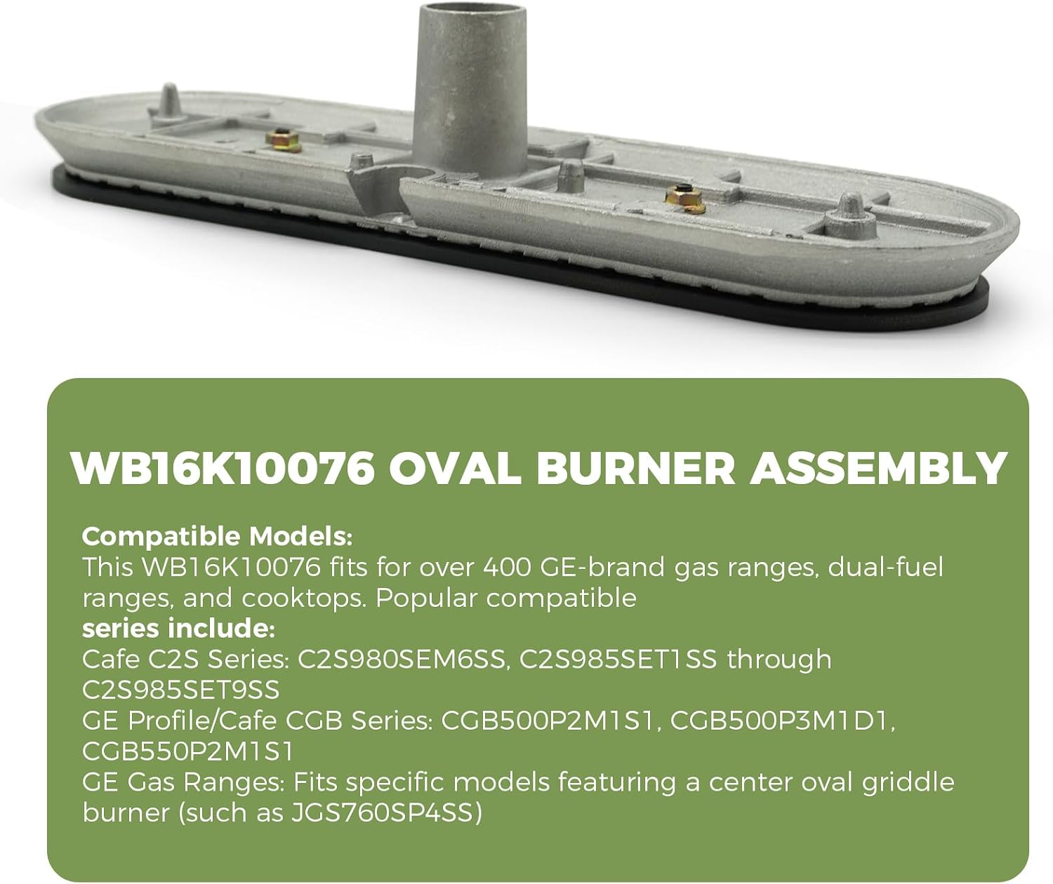 WB16K10076 Oval Burner Compatible with GE Ranges Heavy-Duty Gas Ranges Center Griddle Burner Replace WB16K10068 WB16K10071 AP5607517 PS3510621 AH3510621 EA3510621 2309739