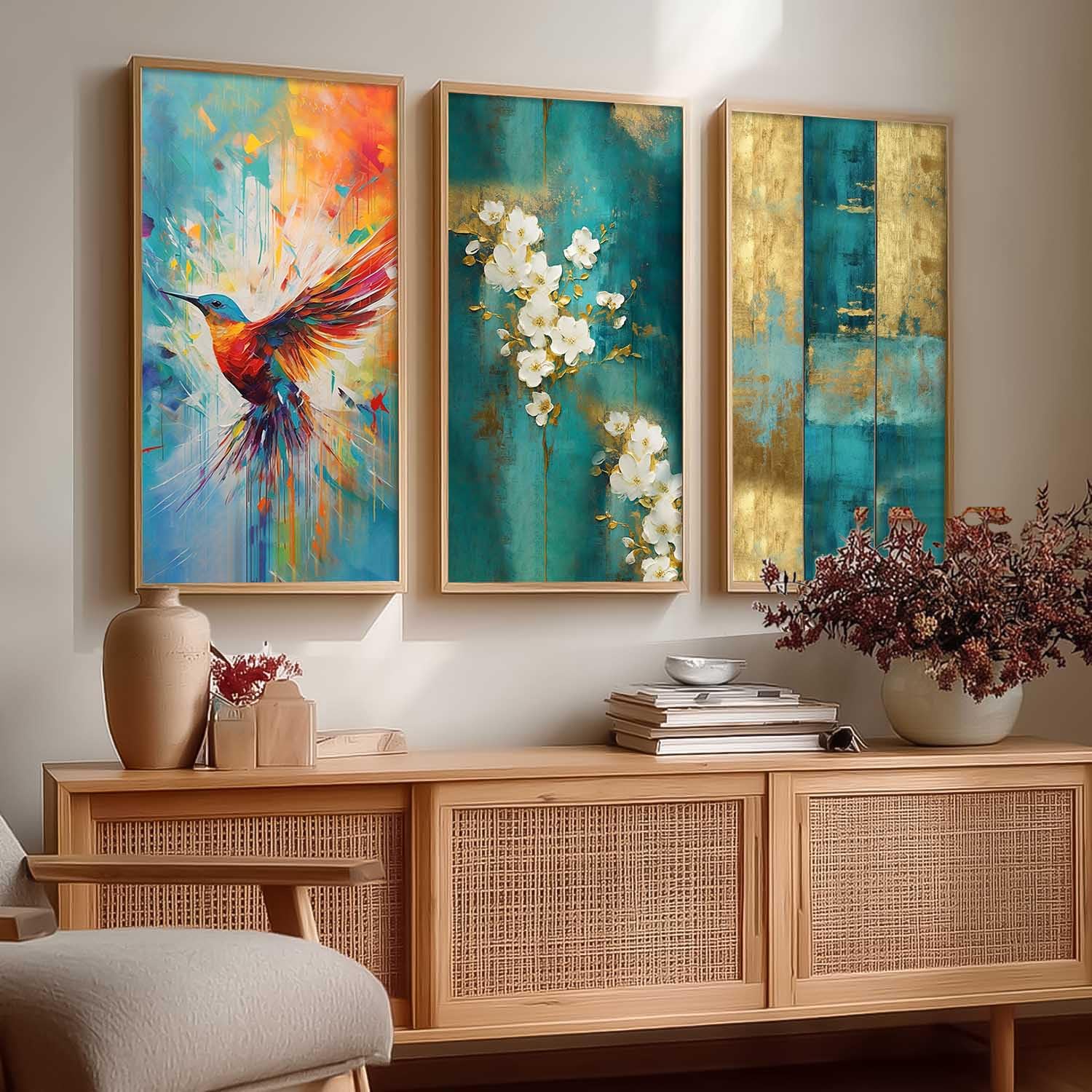 Kotart Abstract Wall Art Set - 3 Floral Prints -8 Kotart Abstract Wall Art Set - 3 Floral Prints -8