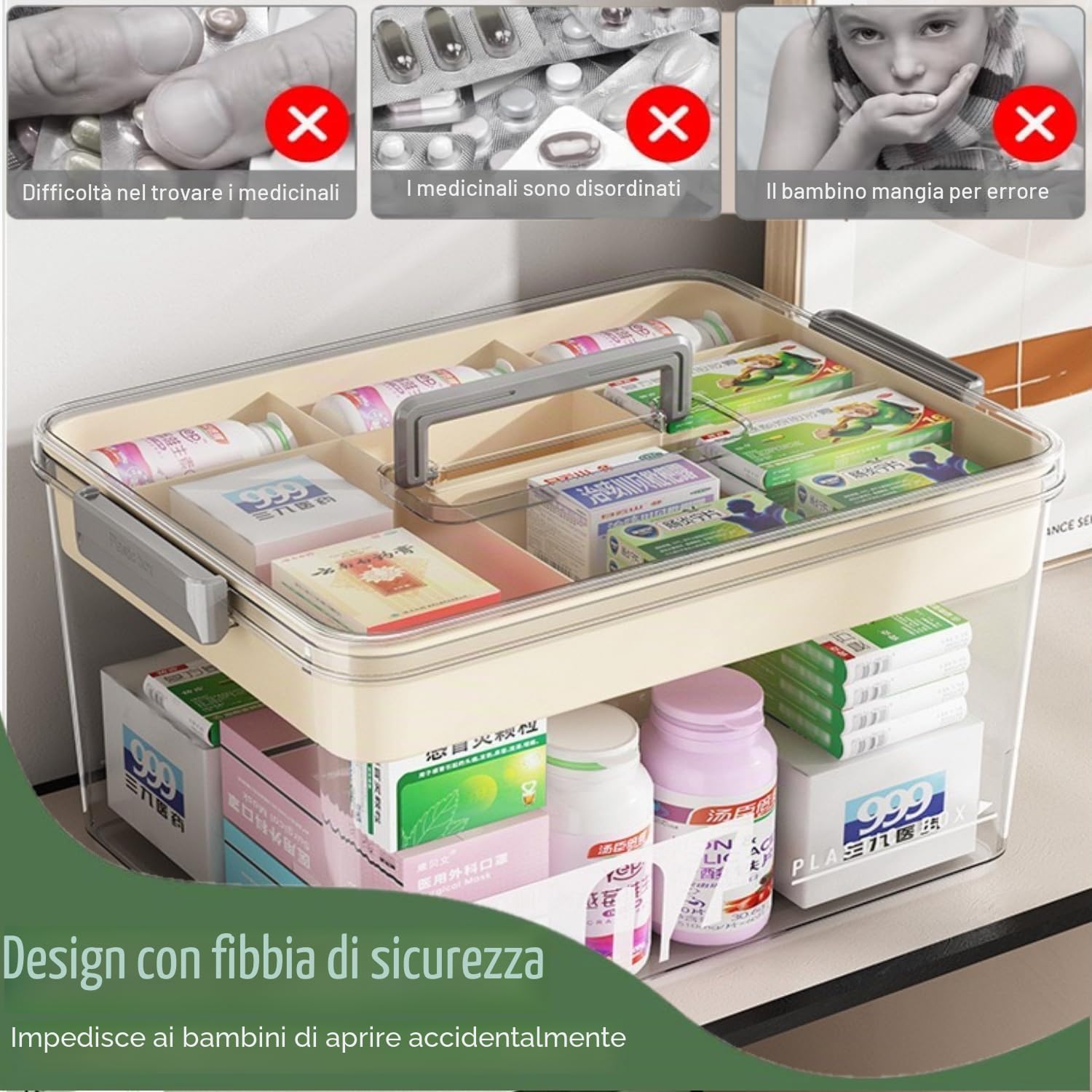 Medicine Box, Cassetta Medicinali, Scatolas Medicine, portas medicinali,Scatola Portas Farmaci, 2 livelli scatola porta farmaci, organizer per medicinali, per la casa, all'aper