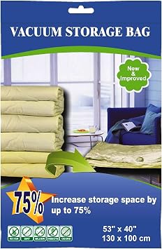 24 Pack The Largest Vacuum Seal Storage Bag Space Saver 51"x40"in 130x100cm Jumbo size Airtight, Waterproof, for Clothes, Blankets, Pillows, Bedding, Winter Closet Organizing, Comforters.