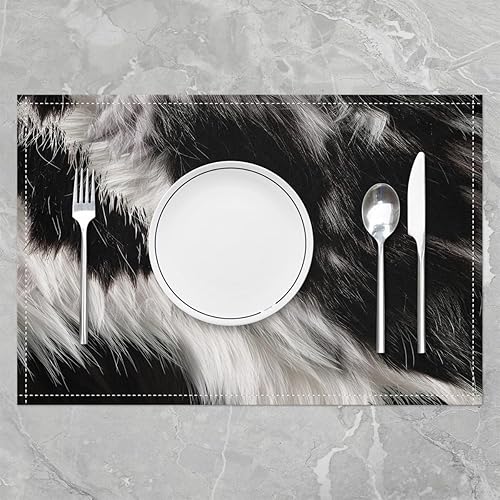 Miniatura 2 de Manteles individuales cuadrados de piel de vaca de 18 x 12 pulgadas, manteles individuales de piel de vaca, decoración del hogar, granja, piel de