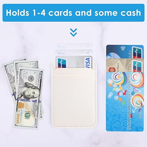 Miniatura 5 de Billetera para teléfono adhesiva, paquete de 3 tarjeteros para teléfono, tarjetero de cuero adhesivo para tarjetas de crédito con doble bolsillo